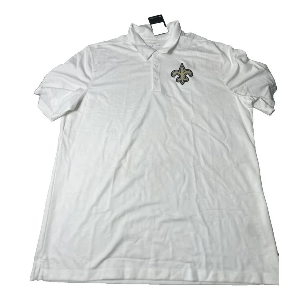 Nike NFL New Orleans Saints football White Polo Men's size XL NKNB-10A NEW